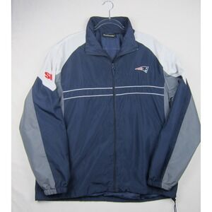 Vintage New England Patriots Jacket Mens XL Blue Windbreaker Full Zip NFL SI